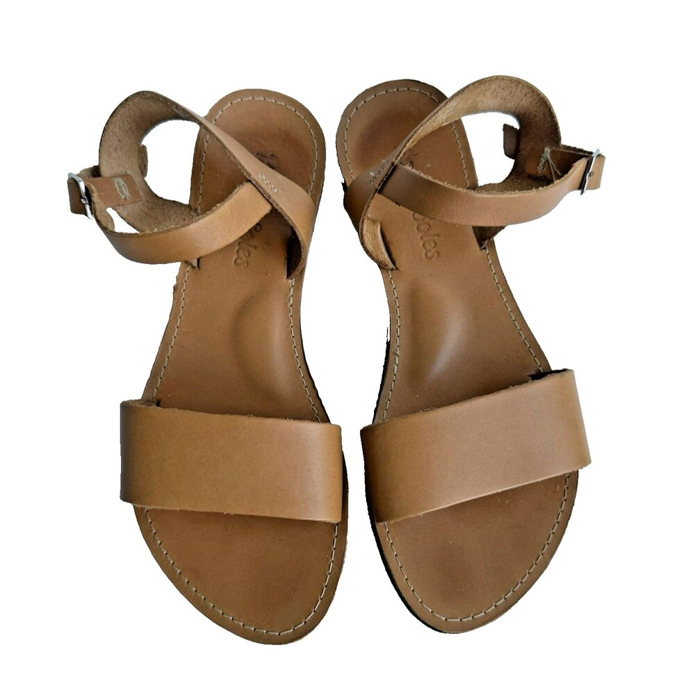 Brave Soles Women's 8 Adventura Natural Brown Leather Sandal Buckle Casual